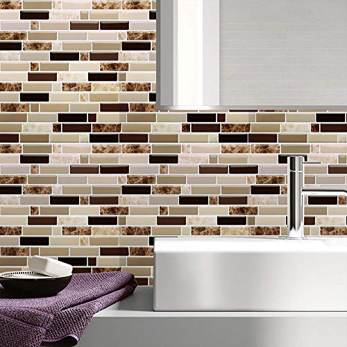 12" x 12" Peel and Stick Self Adhesive Kitchen Backsplash,Stick On Tile Backsplash for Kitchen & Bathroom(10 Sheets)