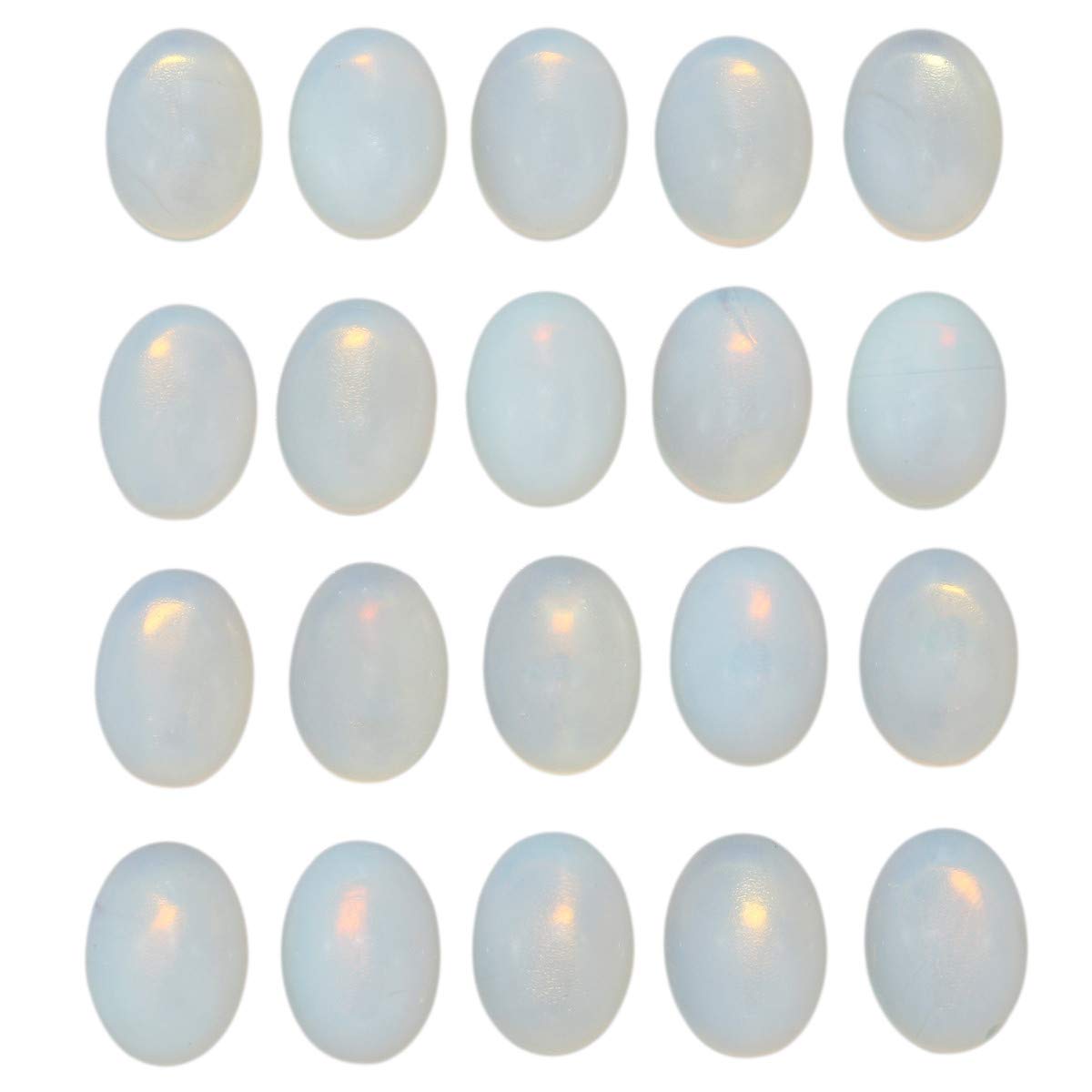 mookaitedecor 10pcs 13x18mm Opalite Crystal Oval Cabochons Flat Back Stones Beads for Jewellery Making, Reiki Healing Crystal Cabs Genuine Stone for DIY Cabochon Pendant & Earrings