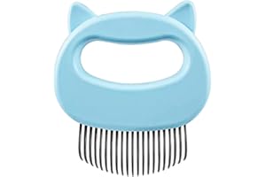 LuckyOpt Cat Massage Comb, Cute Comfort Cat Shedding Brush with Elasticity Curved Comb Teeth for Reducing Knots, Relaxing Cat Deshedding Brush for Short Hair & Long Hair Pet Hair Remover (Cat,Blue)
