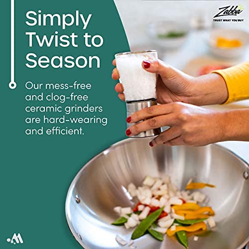 Modetro Salt and Pepper Shakers Set 6 oz Each Adjustable Coarseness