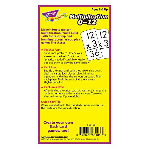 TREND ENTERPRISES: Multiplication 0-12 Skill Drill Flash Cards, Exciting Way for Everyone to Learn, Facts Through 12, Self-Checking, Great for Skill Building and Test Prep, 91 Cards Included, Ages 8+