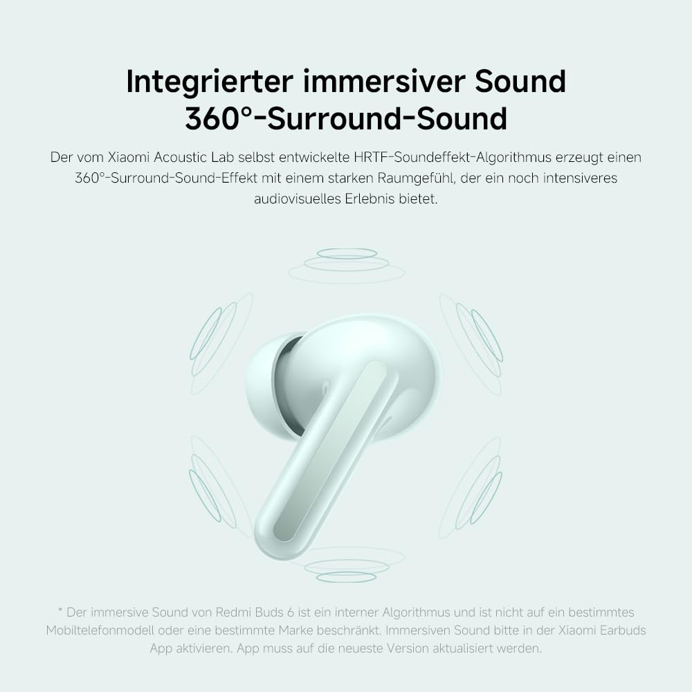 XIAOMI Redmi Buds 6 – Kabellose Bluetooth-In-Ear-Kopfhörer, Dual-Treiber, immersiver Sound, 49 dB aktive Geräuschunterdrückung, bis zu 10h+42h Akkulaufzeit, IP54, Schwarz 4