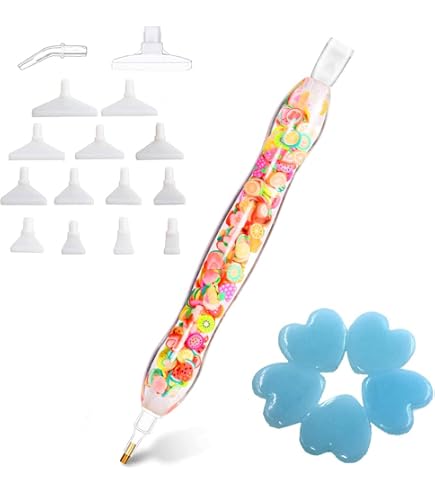 Kit De Bolígrafo De Arte De Diamante, Bolígrafo De Resina 5D Hecho A Mano Para Arte De Diamantes Y Arte De Uñas, Con 5 Cabezales De Recolección De Bolígrafos Y 2