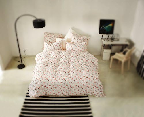 100% Cotton Pink Flamingo Printing Bedding Duvet Cover Sets(Twin Queen King size) (Queen（9090"）)