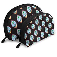 Coat Arms Guam 2 Piece Set Cosmetic Beauty Bag Travel Handy Organizer Pouch Clutch Makeup Pouch Set