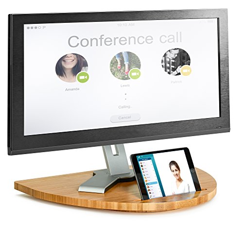 Prosumer's Choice Bamboo TV Swivel Stand for LED/LCD TV Base w/Tablet Dock 21 x 16 – Holds 220 lbs