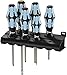 Wera 05032063001 Kraftform Stainless 3334/3350/3355/6 Stainless Steel Slotted/Phillips/Pozidriv Screwdriver Set and Rack, 6-Piece