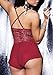 JuicyRose Women Sexy Lingerie Teddies Sheer Lace Halter Babydoll Crotchless (US M/Tag L, Red)