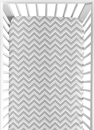 Sweet Jojo Designs Fitted Crib Sheet for Yellow and Gray Chevron Zig Zag Baby/Toddler Bedding - Chevron Zig Zag Print