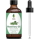 SVA Rosemary Essential Oil 4 oz (118 ml) Premium Essential Oil with Dropper for Hair Care, Hair Oiling, Scalp Massage, Skin C