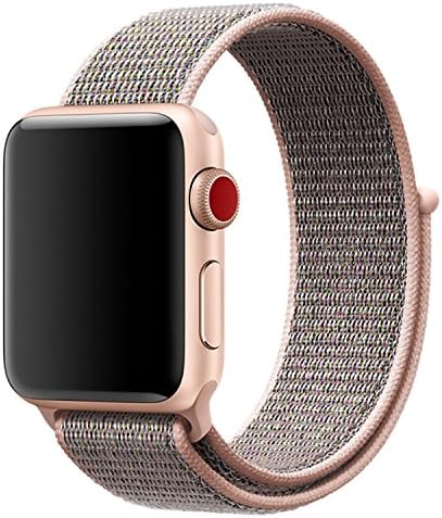 series 3/2/1 Woven Nylon Casual Watch Band sport loop for Apple Watch Iwatch Strap Wrist Bracelet Connector Mounted for 38/42m (Pink sand, 42mm)