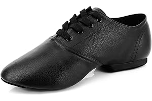 foralod Lace Up Jazz Dance Shoes for Woman Girls Lether,Split Sole Jazz Dancce Shoe for Women Unisex Adult Black