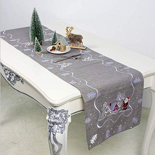 XYZDY Christmas Table Runner Snow Santa 40x180cm gray