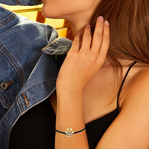 Personalized Photo Projection Dog Paw Bracelets, 100 Languages I Love You Bracelet Customized Gifts for Pet lovers