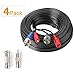 SHD 4Pack 50Feet BNC Video Power Cable - Camera & CCTV Security System with BNC Female & RCA Connectors