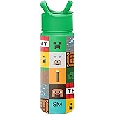 Simple Modern Summit Water Bottle with Straw Lid | Minecraft 18oz Stainless Steel Cup Insulated Tumbler for Girls, Boys, School | Minecraft Mashup