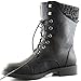DailyShoes Womens Military Up Buckle Combat Boots Sweater Ankle High Exclusive Credit Card Pocket