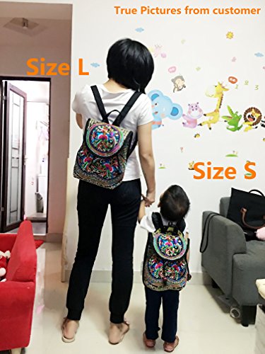 Goodhan Vintage Handmade Women Embroidery Ethnic Backpack Travel Handbag Shoulder Bag Mochila Purse Size S