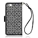iPhone 6S Case, Terrapin [Black] [Etched Floral Pattern] Textured PU Leather Wallet Case with Card Slots ID Window Cash Compartment and Detachable Wrist Strap Case for iPhone 6 / 6S - Black