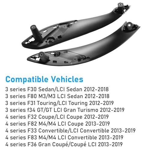Sucxyor 2pcs Compatible with BMW 3 Series F30 F31 F34 F80 Interior Door Handle Left + Right Door Handle for 4 Series F32 F33 F36 F82 F83 (Black)