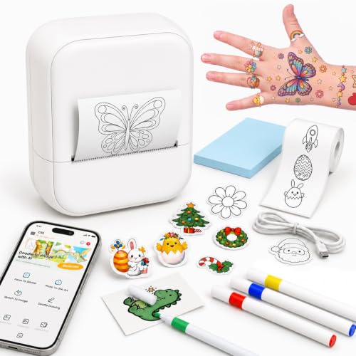 MokoMorrie Kids Temporary Tattoos Printer, Personalized Temporary Tattoos, Includes 40 Transfer Sheets and Roll, Gift for Boys and Girls Ages 5-12