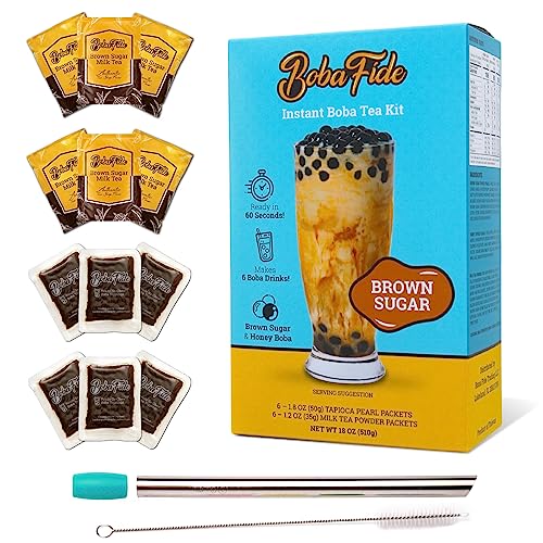 BOBA FIDE Instant Boba Milk Tea Kit 6 Authentic Bubble Tea Made of