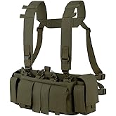 KRYDEX Tatcial Chest Rig with 5.56 Mag Pouch &Pistol Magazine Pouch,GP Pouch and Radio Pouches &H Harness