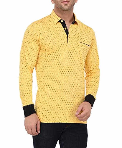 vivid bharti men's yellow printed full sleeve high quality tshirts