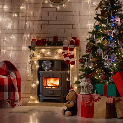 Sumapner 4 Blade Stove Fan - Quiet, Heat Powered Wood/Log Burner Fan - Eco Friendly Heat Circulation for Fireplaces +Stove Thermometer