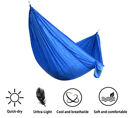 Esup XL Camping Hammock -Multifunctional Lightweight Nylon Portable Hammock, Best Parachute Hammock For Backpacking, Camping, Travel (Blue, 118"(L) x 78"(W))