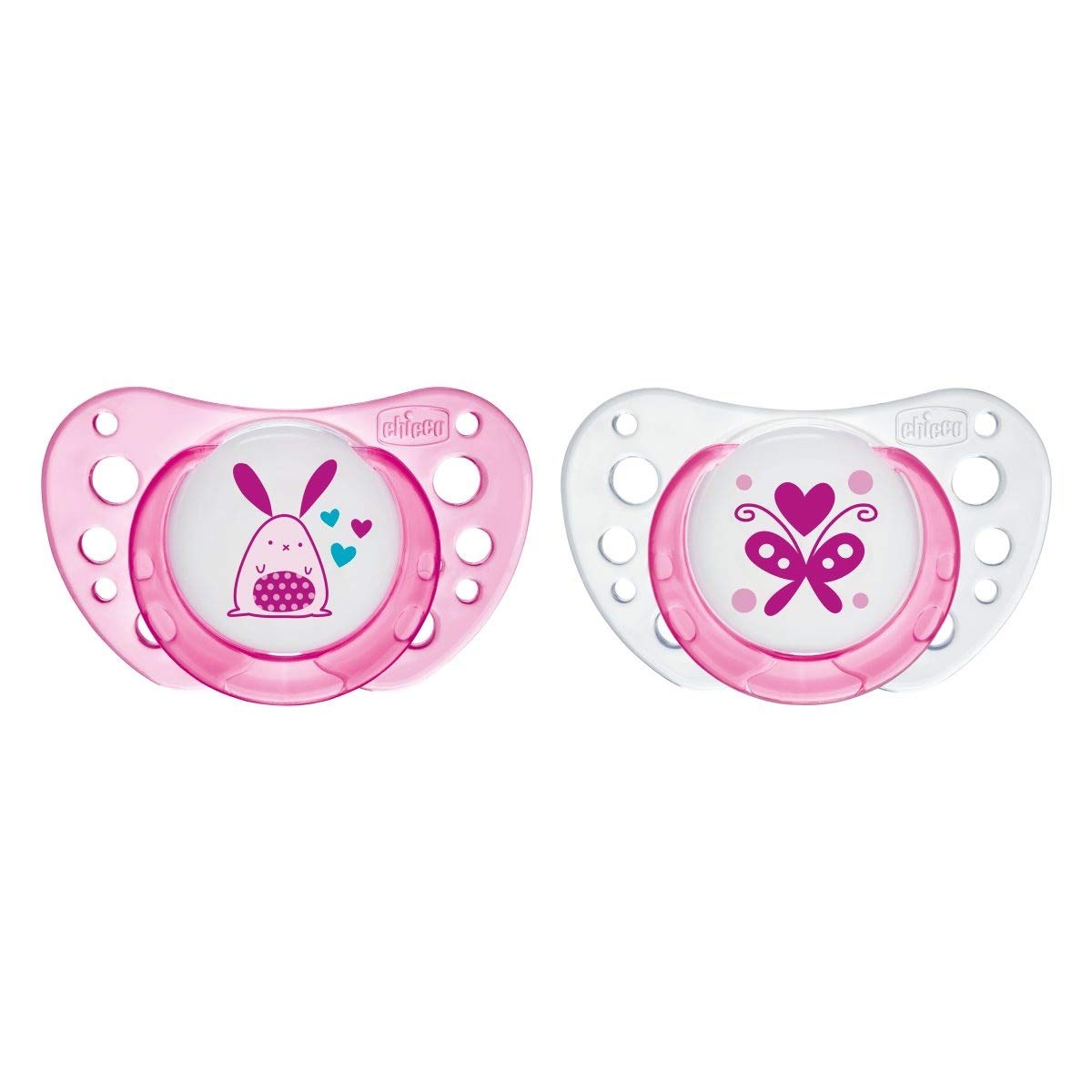 Chicco PhysioForma Air, Newborn Pacifier 0-6 Months, Latex Teat, 2 Pieces, Helps Physiological Breathing and Promotes Proper Development of Baby's Mouth, Pink