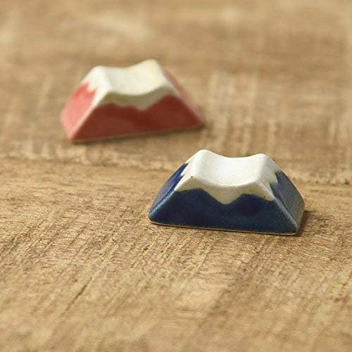 Yamani Pottery Mino Yaki Ceramic Chopsticks Rest Mt Fuji Set of 2 Blue and Red from Japan