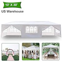 MTFY Outdoor Canopy Tent, Portable Gazebo Canopy Tent for Party Wedding Commercial Waterproof, UV Protection Shelter, Removable Sidewalls, Upgraded Spiral Tube (10x30ft 8 Sidewalls)