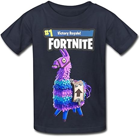 Hansomenn Youth Fortnite Llama #1 Victory Royale Cotton Comfort Crew Neck Tshirts Kids Tees XS Navy