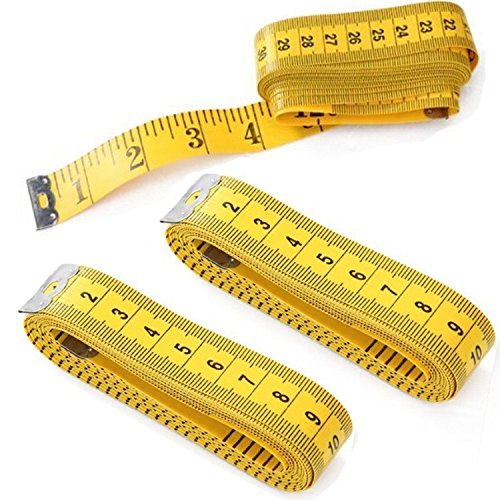 Magik 60''~120''/1.5~3M Double-scale Tailor Seamstress Cloth Body Ruler Tape Measure Sewing Heavy Duty Tape (Pack of 3, 120''/300cm, Yellow)