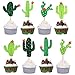 24pcs Cactus Cupcake Toppers Cupcake Picks for Cake Decorations Hawaii Party Favors Tropical Cacti Theme Summer Birthday Party Supplies