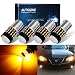 AUTOGINE 4 X Super Bright 9-30V 1156 1003 1141 7506 BA15S LED Bulbs 3014 54-EX Chipsets with Projector for Turn Signal Lights Sidemarker Lights, Amber Yellow