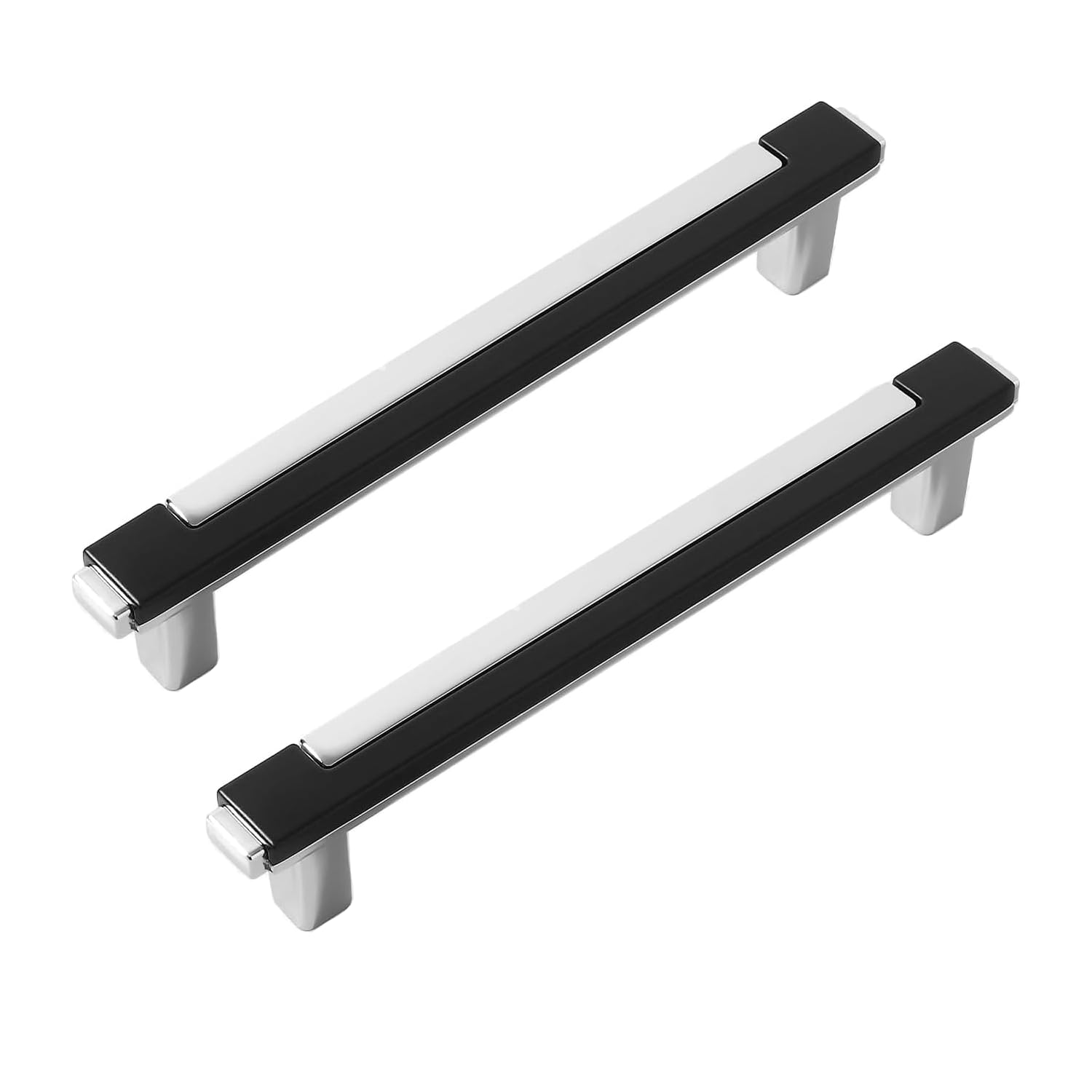 SYZOW 6 Pack Cabinet Handles Kitchen Cabinet Black Silver Combined Cabinets Pulls for Dresser Drawer Bathroom Bedroom Furniture Hardware 96mm