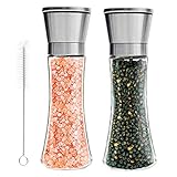 SZUAH Salt and Pepper Grinders Set, 6 OZ Stainless Steel Salt and Pepper Mills with Cleaning Brush, Ceramic Rotor with Strong Adjustable Coarseness[Set of 2]…