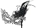 Coxeer Masquerade Mask on Stick Black Halloween Costume Metal Mask for Women