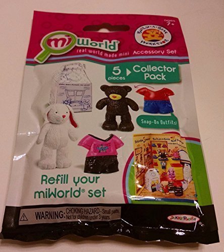 Miworld Build A Bear Workshop Accessory Set (5 Pc Collector Pack - 1 Lil Cub, 1 Cuddley Bunny, 1 Cub Condo and 2 Snap On Outfits)
