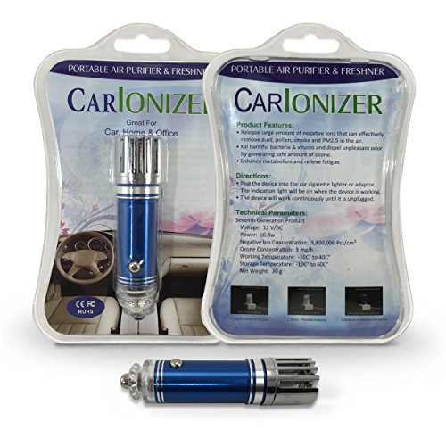 Travel Size Ionizer Air Purifiers and Freshener for Car, Home or Office - BLUE