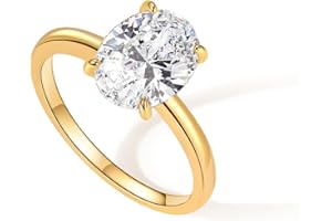 FISSEN JEWELRY Engagement Rings for Women 14K Gold Plated Oval Cubic Zirconia Ring Dainty Gold Promise Ring Wedding Band Rings for Women Trendy Gold Jewelry