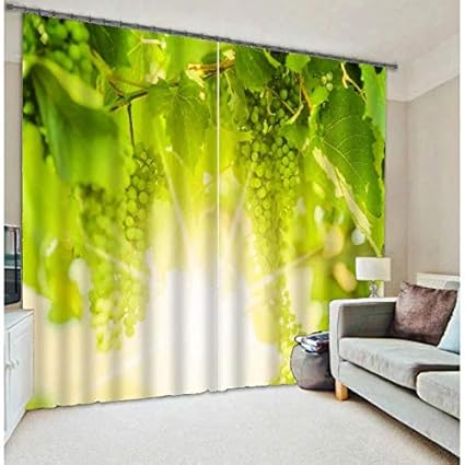 Amazon Com Wapel Fruit Grape Print Kitchen Curtains Modern 3d