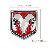Areyourshop Head Grill Emblem Badge Sticker Decal Chromed Metal For Dodge Ram 6 x 6.6CM, Red