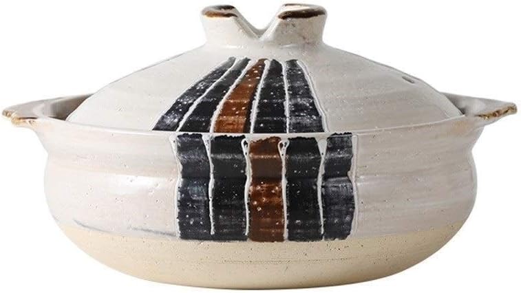 SHICCF Japanese-Style Vintage Clay Casserole, Heat Storage and Heat Preservation Stew Pot, Multi-Function Ear Stone Pot (0.8L,1.2L,1.6L,2.2L,3L) (Size : 0.8L)