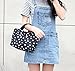 Flowertree Women's Polyester White Polka Dot Black Mini Tote Lunch Bag