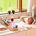 HEALIFTY Bathtub Tray - Craft Bamboo Bath Caddy Tray Retractable Bath Bridge Table Storage Rack Shelf Tablet Holder for Bed, Laptop, Reading
