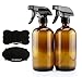 16-Ounce Amber Glass Spray Bottles w/Reusable Chalk Labels (2 Pack), Heavy Duty Mist & Stream 3-Setting Sprayer; Great for Essential Oils primary