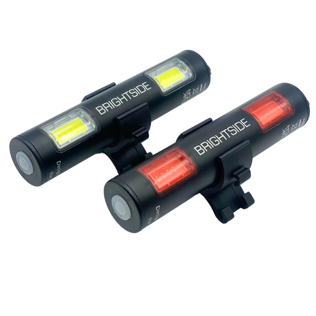 Brightside | Front & Rear Bike Light Set - Dual Lens, 12 Super Bright LEDs, 90+hr Runtime, USB-C Rechargeable, Versatile Mounting for All Cyclists, Electric Scooters, Wheelchairs
